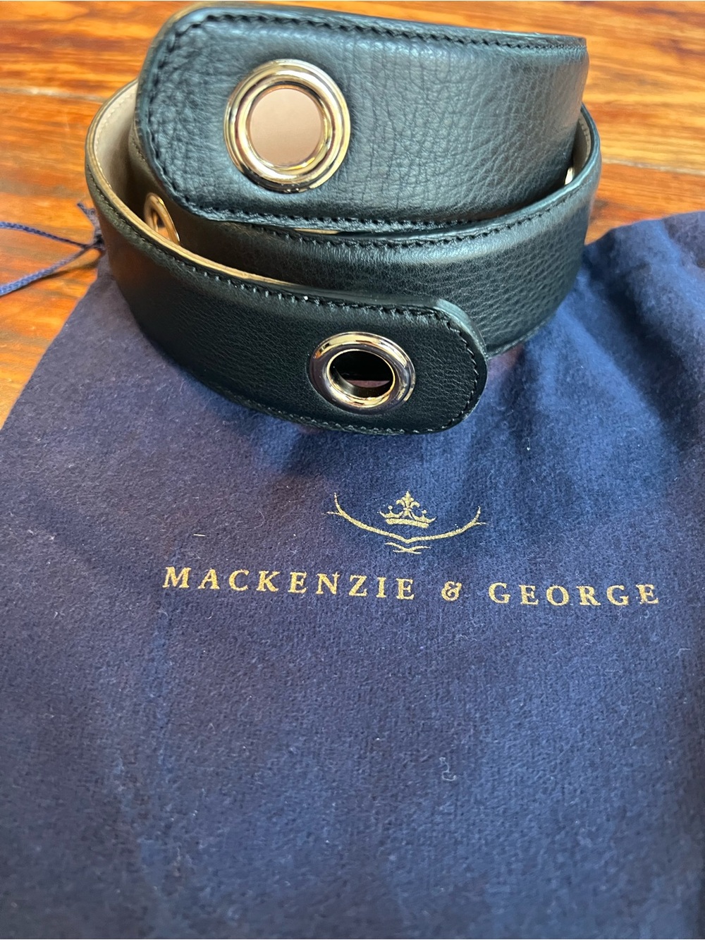Clare Haggas x Mackenzie & George Black Leather Scarf Belt Made in England Med